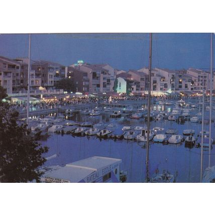 Cap D'Agde The Port at Night France Postcard used VGC