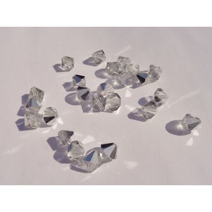 24 Clear Silver Vitrail Glass Bicone Beads 10mm Vintage Czech Crafting bd084