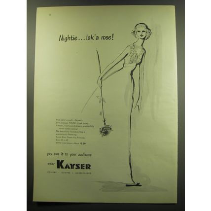 1949 Kayser Lingerie Advertisement - Nightie.. lak'a rose