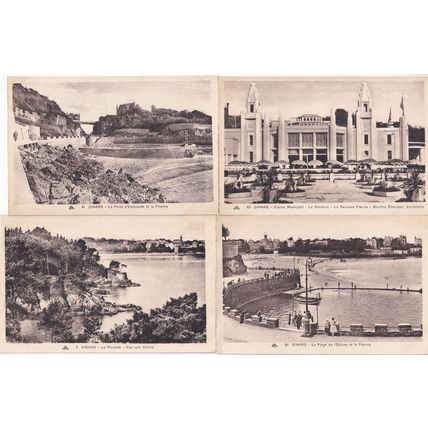 Dinard Le Vicomte Baineum Plage 4x Old French Postcard s