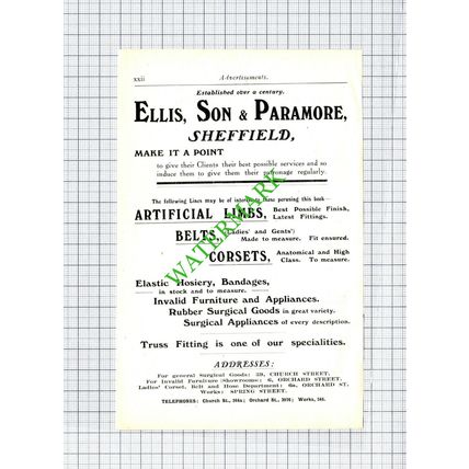 Wortley Arms Hotel Sheffield / Ellis Son & Paramore Surgical Advert 1910 Cutting