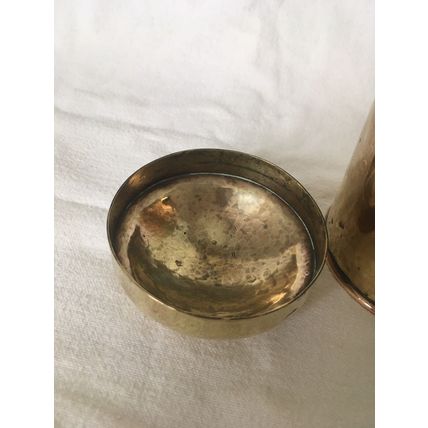 Vintage Solid Brass Lidded Canister Or Caddy Storage Jar Ammunition Appearance