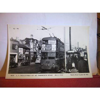 TROLLEYBUS AT TAMWORTH ROAD, CROYDON, LONDON, 1959 unused postcard RP #