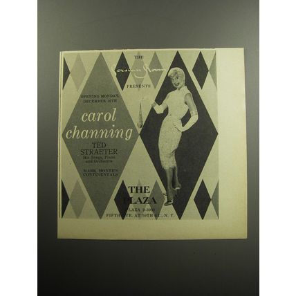 1957 The Plaza Hotel Advertisement - Carol Channing - The Persian Room