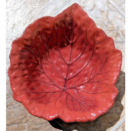 Fresh Decor Ceramic Leaf Serving Bowl Rust Orange 7"Hx6.5"Wx2"D Thanksgiving