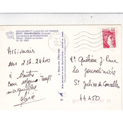 Maubuisson Bombannes France Postcard posted 1980 crease