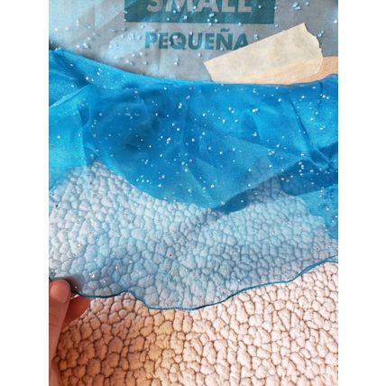 Sheer Sky Blue Organza Ruffle with Silver Sparkle - 6" x 3 yards