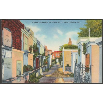 Oldest Cemetery, St Louis No 1, New Orleans, Louisiana, 1938 - PC Specialties PC