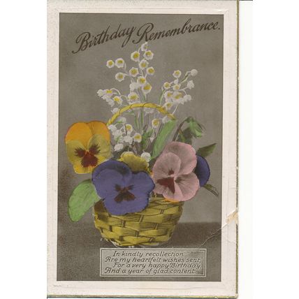 PC20654 Greetings. Birthday Remembrance. Flowers. RP. 1931