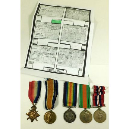 WW1 WWII World War I & II Mons Star Medal Group Of Five E. Jeeps RGA 22530