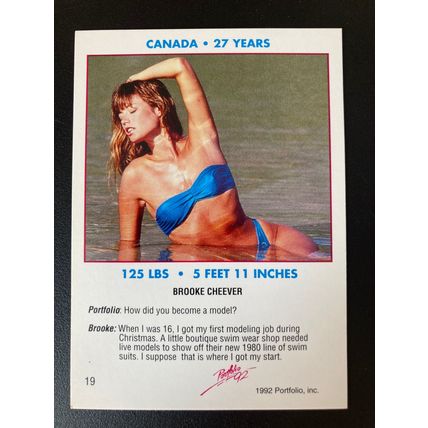 Portfolio '92 International Swimsuit Base trading card # 19 Brooke Cheever (A)