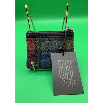 A Rare NWT Small Harris Tweed zip wallet pouch coin purse plaid wool Awesome!
