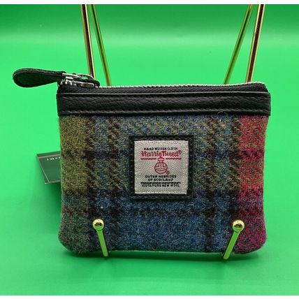 A Rare NWT Small Harris Tweed zip wallet pouch coin purse plaid wool Awesome!