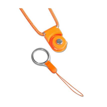 Pack Of 2] REIKO LONG LANYARD STRAP WITH CLIP IN ORANGE