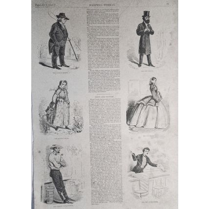 Town And Country - Harper's Weekly, February 6, 1858 - Story & 6 Prints