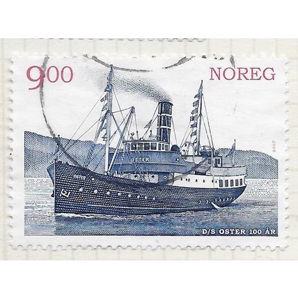 NORWAY 2008 TRANSPORT 100 YEARS SS OSTER SHIP BOAT FLAGS ENGRAVED STAMP USED