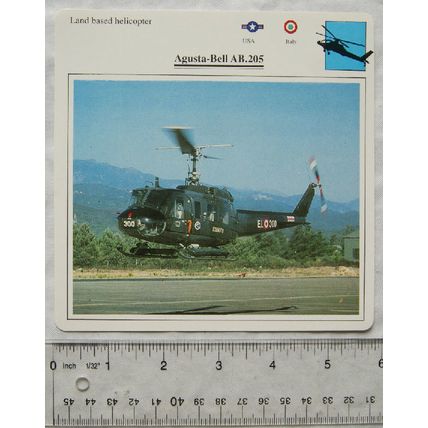 Agusta Bell AB.205 - USA & Italy - Land Based Helicopter - Collectors Club Card