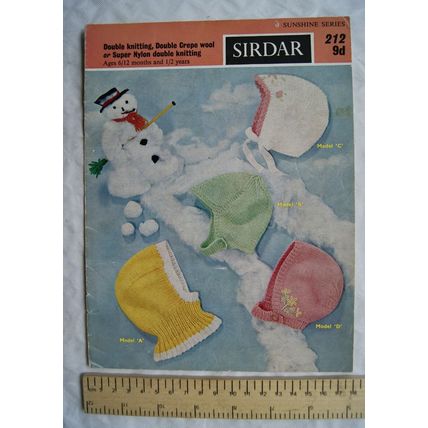 Vintage: Sirdar 212 baby's helmets and bonnets, DK, 6 months - 2 years