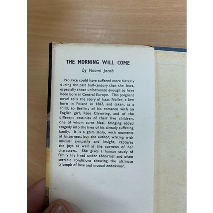 VINTAGE NAOMI JACOB "THE MORNING WILL COME" FICTION HARDBACK BOOK (P3)