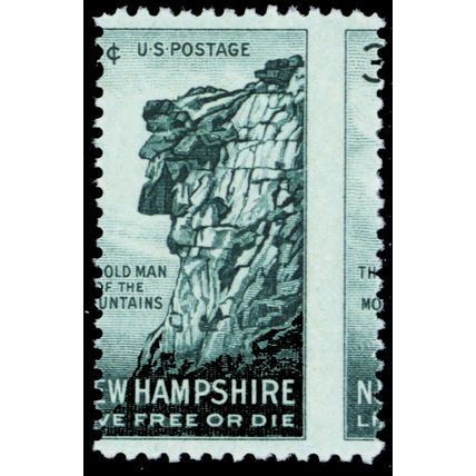 1068, Mint VF NH 3¢ New Hampshire Misperf Freak Error - Stuart Katz