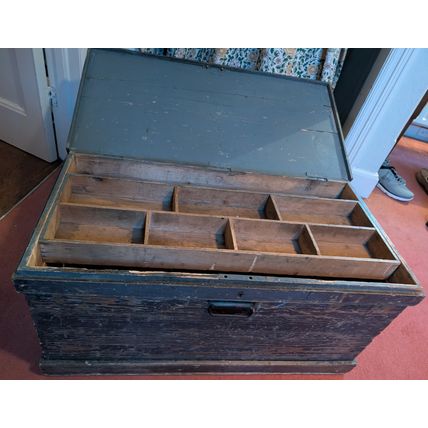 Antique 19th century WOODEN TOOL BOX craftsman Suffolk vintage furniture chest