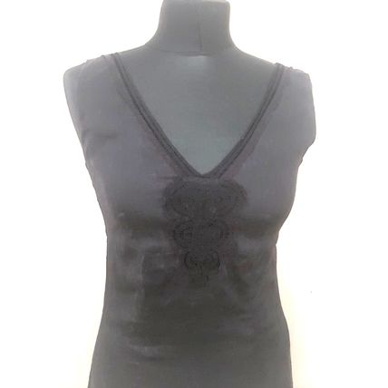 H&M Black Midi Sleeveless Embroidery Cutwork Dress Size 10 UK