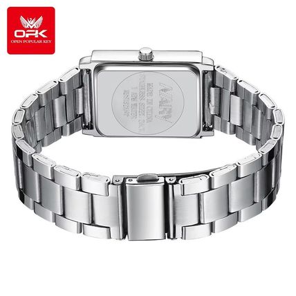 Gents Black Square Face Waterproof Silver Stainless Steel Bracelet Watch BOXED