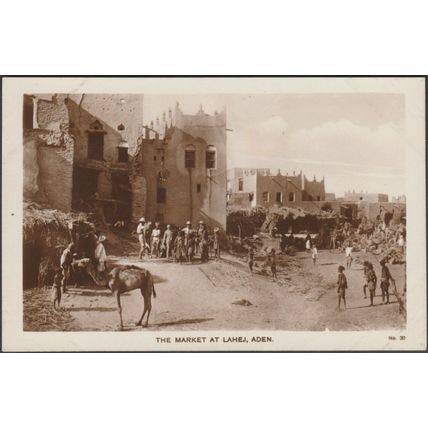 The Market at Lahej, Aden, c.1930 - Lehem RP Postcard