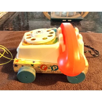 Old Vintage Fisher Price Chatty Telephone # 747 6 1/2" Long Working 1961