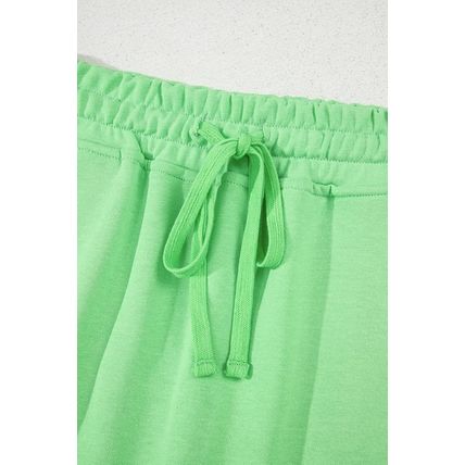 Light Green French Terry Drawstring Mini Skort with Pockets