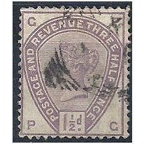 1883 SG189 1 1/2d Lilac Fine Used Check Letters "PG"
