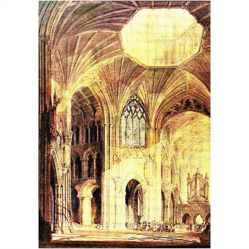 Colour Postcard - Ely Cathedral Interior by J M W Turner