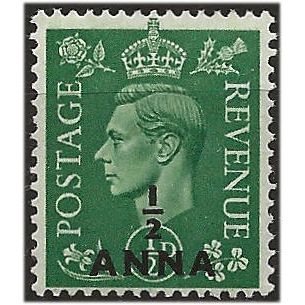 BPO in Eastern Arabia 1948 SG16 1/2a on 1/2d Pale Green Mounted Mint . ..