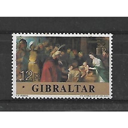 Gibraltar.SG395 12p "The Adoration of the Magi" (Ruebens).Mounted Mint.July20