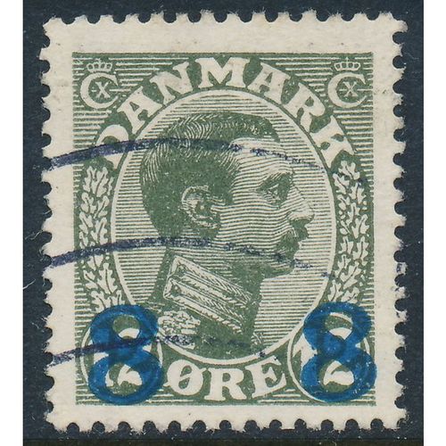 Denmark AFA 119/Scott 162, 8ø/12ø olive Provisional, 20mm type, F-VF used