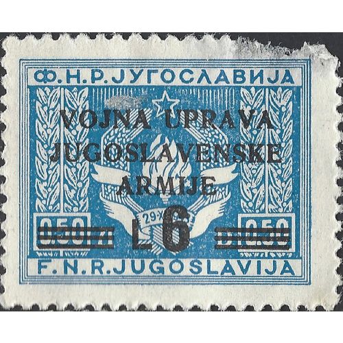 YUGOSLAVIA, Partisans, o/p on 0.50D, Military Admin, blue 1949, L6
