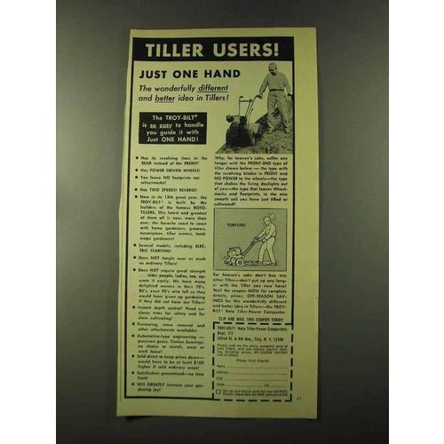 1973 Troy-Bilt Tiller Ad - Just One Hand