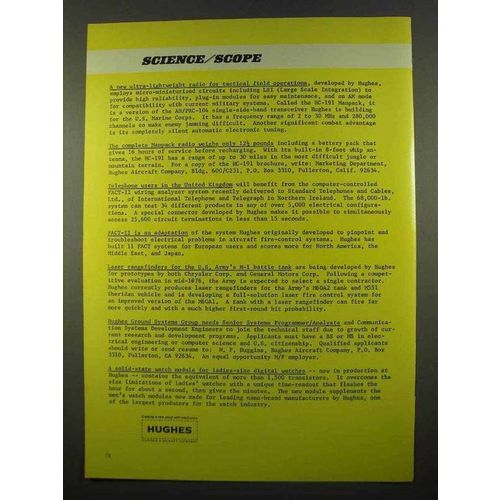 1975 Hughes Aircraft Ad - HC-191 Manpack Radio