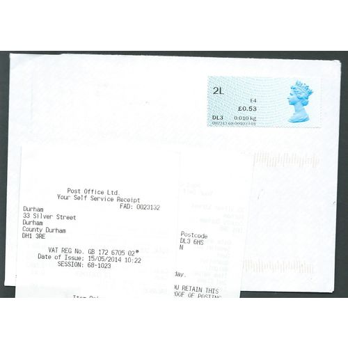 2014 2L (E4) 'POST & GO' (DURHAM) (MA12)ON COVER (EBID4007)