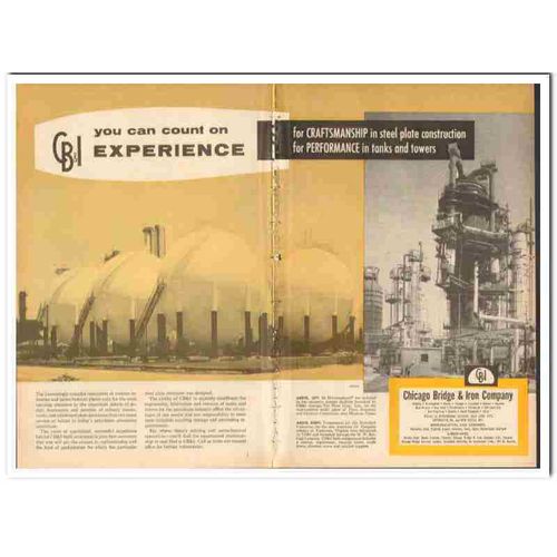 CHICAGO BRIDGE IRON COMPANY 1959 Experience tanks towers vintage ad