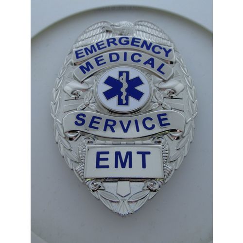 Emergency Medical Technician (EMT) All Silver Color Breast Badge