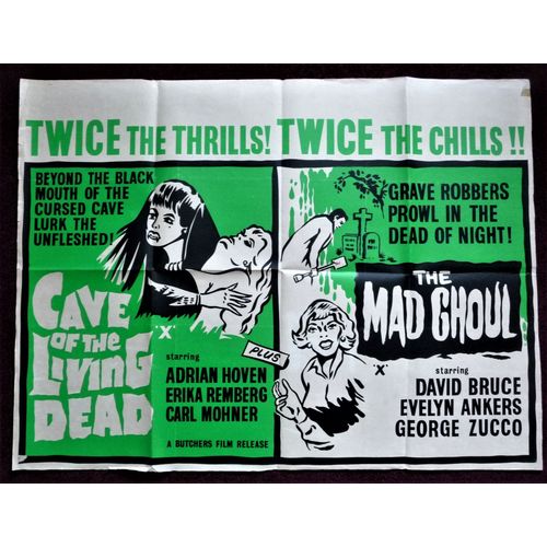 CAVE OF THE LIVING DEAD / MAD GHOUL,The (c.1964) original release UK Quad poster