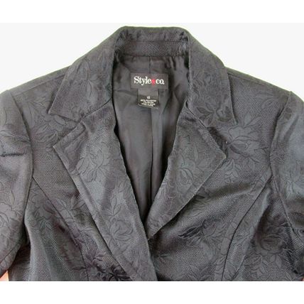 NWT Style & Co Women's Dressy Black Floral Jacquard Lined Blazer Jacket, 10, $90