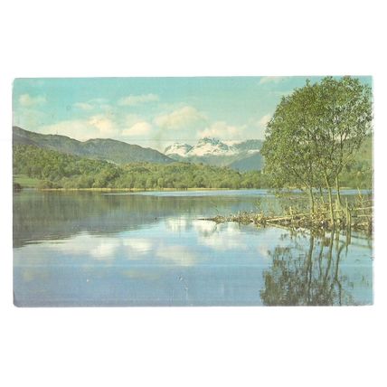 ELTERWATER & LANGDALE PIKES, THE ENGLISH LAKES.... used postcard 1977 postmark =