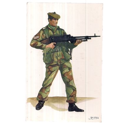 Corporal, THE ROYAL SCOTS.(Royal Regiment) Combat Dress 1972 uniform postcard =