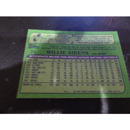 1982 Topps Card # 035A Willie Aikens Excellent (5) Kansas City Royals