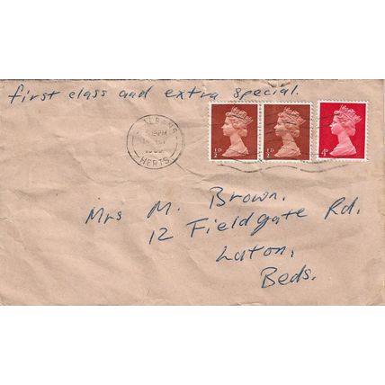 GB 1969 cover with halfpenny and 4d stamps St Albans pm