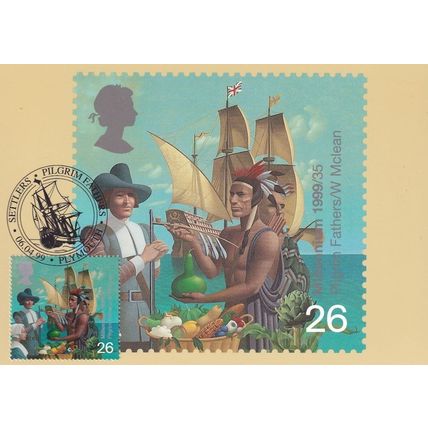 Pilgrim Fathers Plymouth Exploration Tall Ship FDC Postcard