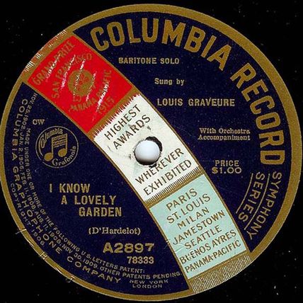 Columbia 78 #A2897 - Louis Graveure "The Want Of You" & "I Know A Lovely Garden"