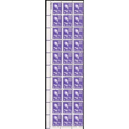 807, MNH 3¢ Misperforated Freak Error - Block of 30 Stamps -*- Stuart Katz